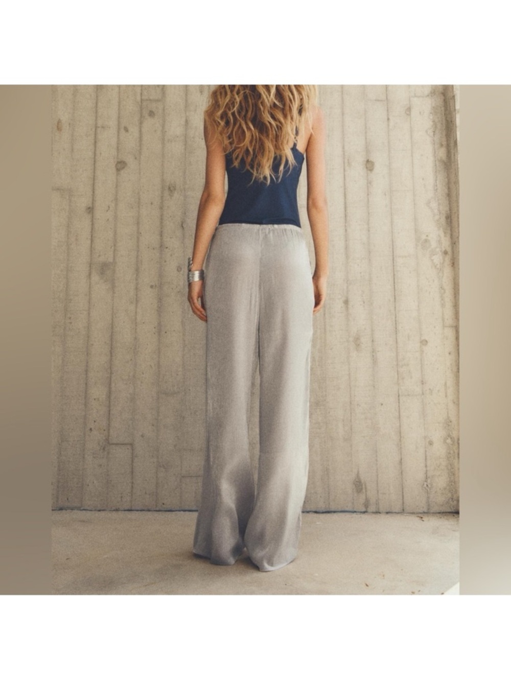 Zara Wide-Leg Pants in Light Gray